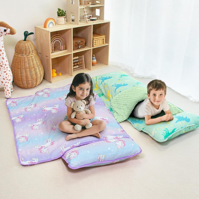 Beavtaens Toddler Nap Mat with Pillow and Minky Blanket, Large 55"x35" Sleeping Bag, Washable, Lightweight, Easy to Roll, Perfect for Preschool, Daycare, Kindergarten, Travel, Boys and Girls - Image 3